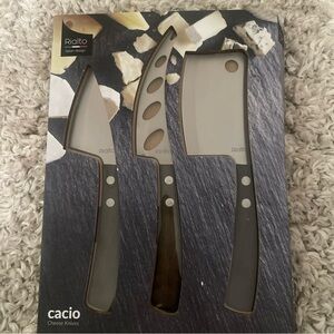 Rialto Cheese Knives Set - Silver Blades with Brown Handles